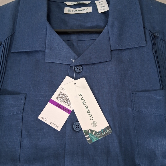 Men's Cubavera Casual 100% Buttoned Linen Shirt : 2XL : NEW w/Tags - Picture 4 of 9